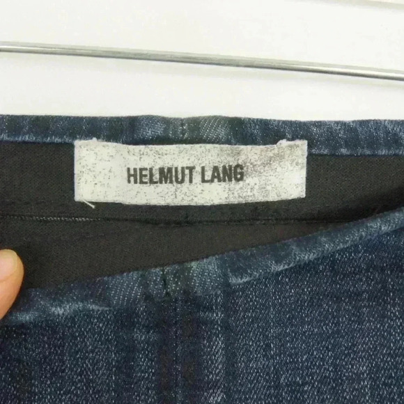 Helmut Lang Denim Blue Black Colourblock Suede Leather Skirt - Picture 5 of 6